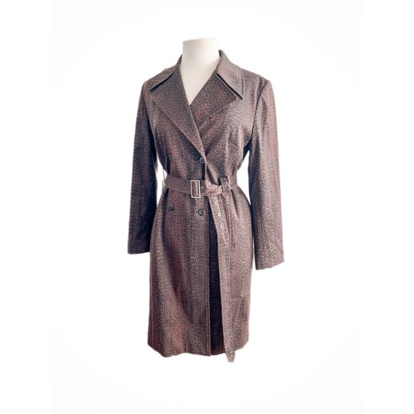 Vintage Classiques Entier Brown Leopard Trench Coat | Size Small - Picture 1 of 5
